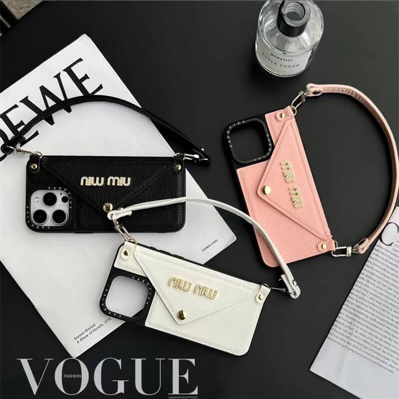 Leather wrist strap Miu Miu Apple iPhone drop protection cases