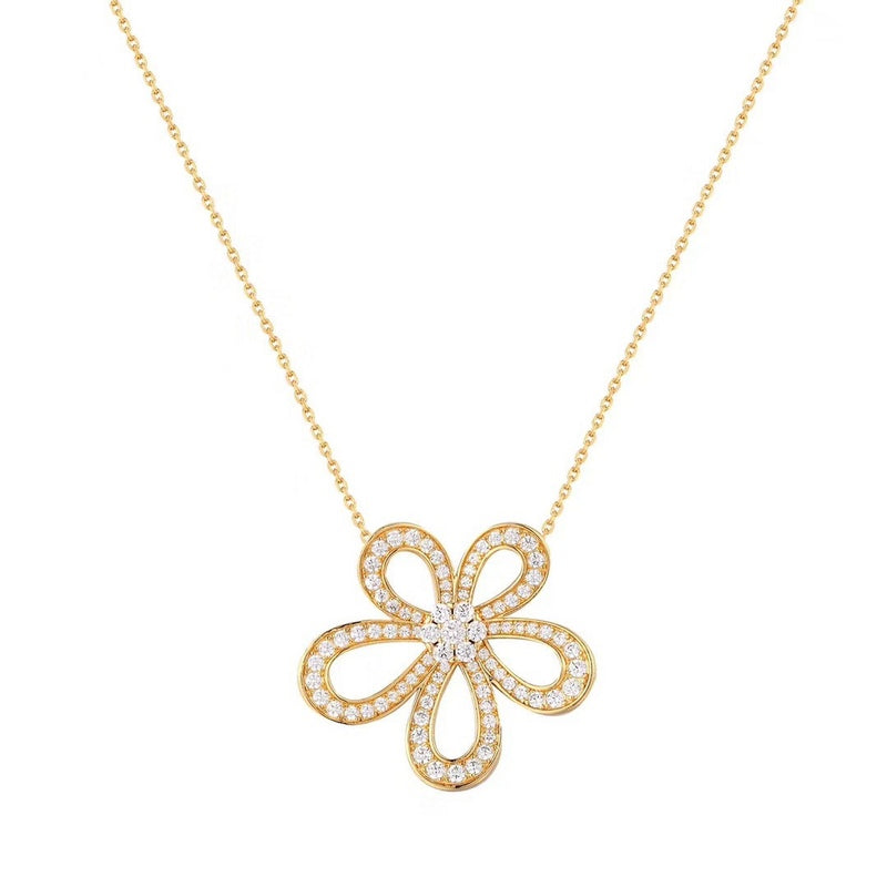 VAN26 Classic flower high carbon diamond full diamond necklace with smooth and graceful lines Jewelry