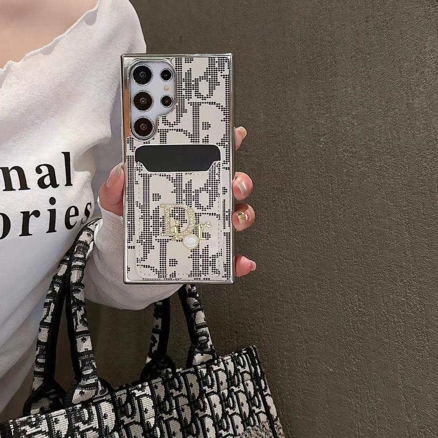 Luxury Rhinestone Iconic Fashion Case with Card Pocket for Samsung Galaxy S22-S26 Series