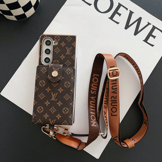 Luxury Inspired Wallet Case with Long Lanyard for Samsung Galaxy Z Fold 3-7