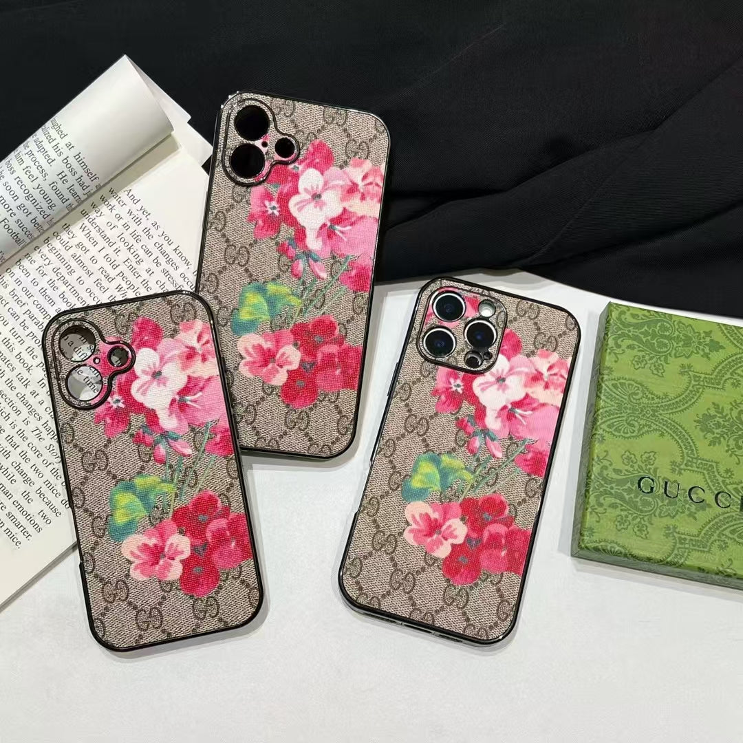 GG Floral Print Monogram Case for iPhone 13-18 Pro & Pro Max