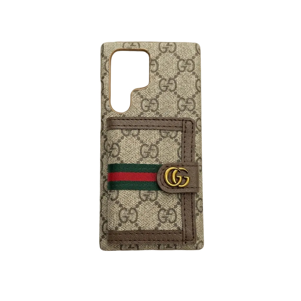 Luxury GG Case with Leather Card Pocket for Samsung Galaxy S22-S26 Series