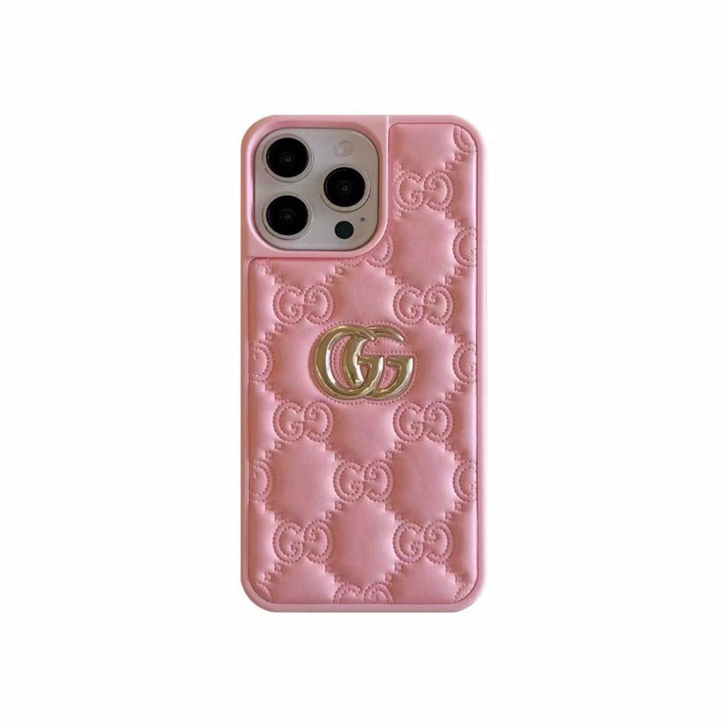 Luxury Stamped Leather iPhone Case for 13-18