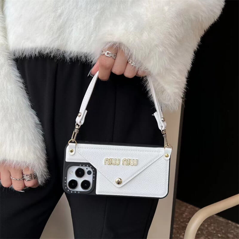 Leather wrist strap Miu Miu Apple iPhone drop protection cases