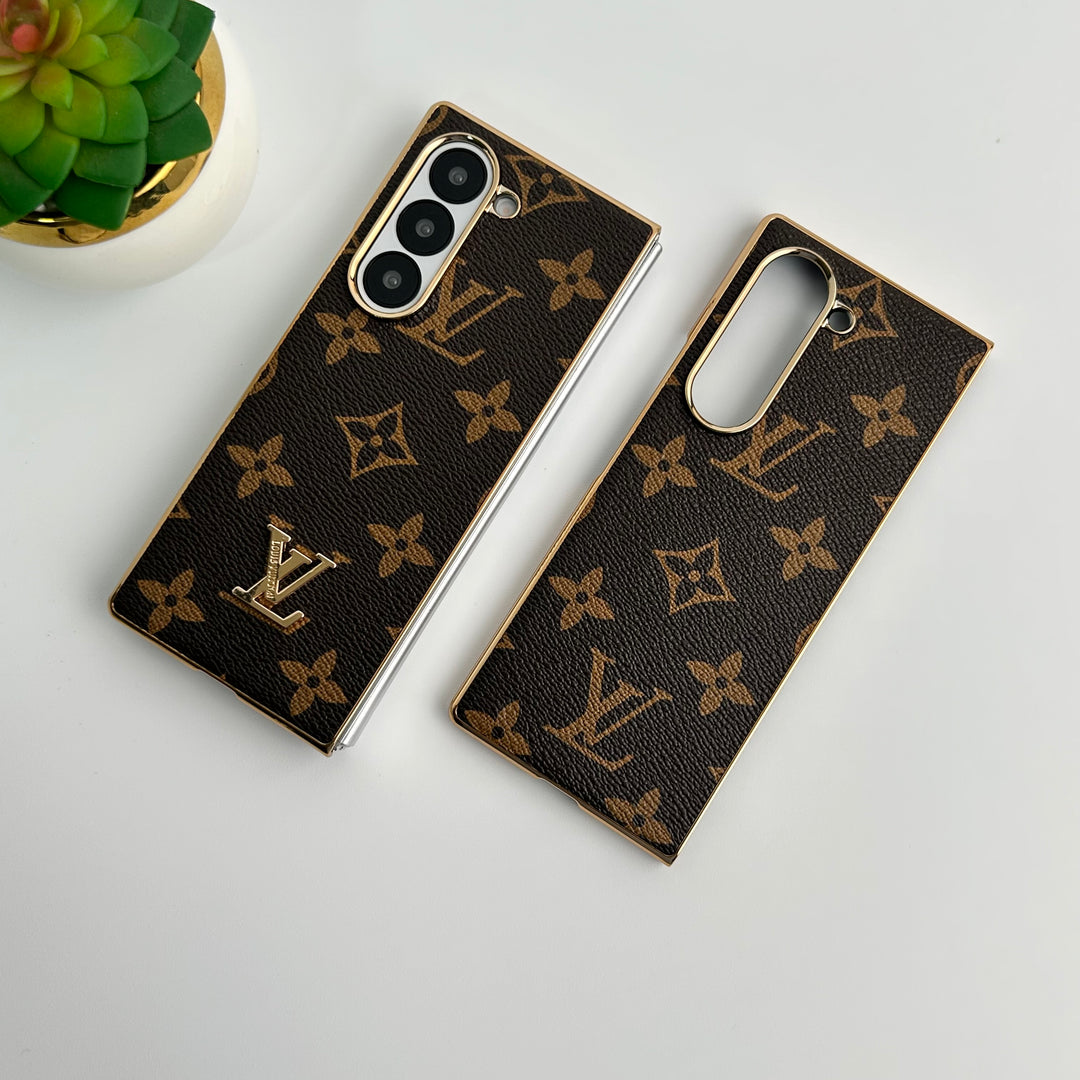 Samsung Galaxy Z Fold Luxury Gold Plated Leather Case