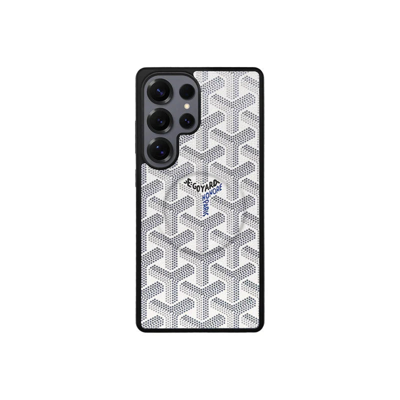 Premium White GYD-Style Pattern with Magsafe Option for Samsung S22-S26 Series